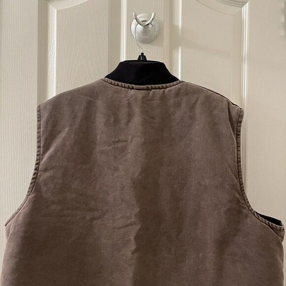 Vintage Carhartt Men's Vest Quilted Lined Brown Canvas Union Made USA Size XXL - Picture 10 of 16